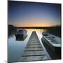 Germany, Brandenburg, Lake, Jetty, Boats, Evening Mood-Andreas Vitting-Mounted Photographic Print