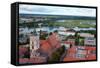 Germany, Brandenburg, Oder-Neisse Cycle Route, Frankfurt / Oder, Aerial Picture, High Water-Catharina Lux-Framed Stretched Canvas