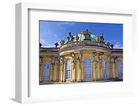 Germany, Brandenburg, Preussen, Potsdam. close up of the main facade of Sans Souci Palace with stat-Miva Stock-Framed Photographic Print