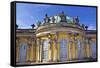 Germany, Brandenburg, Preussen, Potsdam. close up of the main facade of Sans Souci Palace with stat-Miva Stock-Framed Stretched Canvas