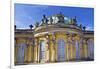 Germany, Brandenburg, Preussen, Potsdam. close up of the main facade of Sans Souci Palace with stat-Miva Stock-Framed Photographic Print