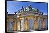 Germany, Brandenburg, Preussen, Potsdam. close up of the main facade of Sans Souci Palace with stat-Miva Stock-Framed Stretched Canvas