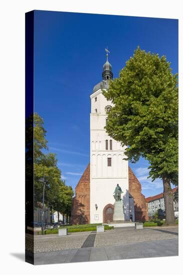 Germany, Brandenburg, Spreewald, LŸbben, Church, Evening, Paul-Gerhardt Monument-Chris Seba-Stretched Canvas