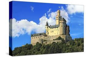 Germany, Castle Marksburg near Braubach, Germany, on the Rhine River, River cruise, Marksburg Castl-Miva Stock-Stretched Canvas