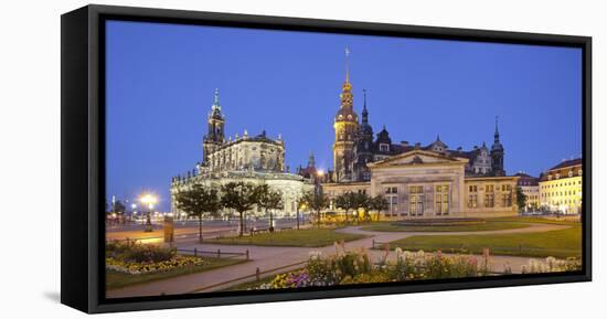 Germany, Dresden, Hofkirche (Church), Castle, Theaterplatz (Theatre Square)-Rainer Mirau-Framed Stretched Canvas