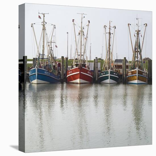 Germany, East Frisia, Northern Dike, Fisher-Boats, Harbor-Roland T.-Stretched Canvas