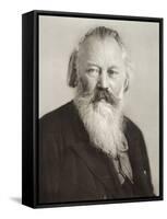 Germany, Engraved Portrait of German Composer, Pianist and Conductor, Johannes Brahms-null-Framed Stretched Canvas