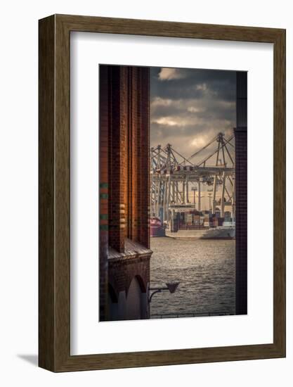 Germany, Hamburg, Elbe, Harbor, St. Pauli, Fish Market, Great Place, Container Terminal-Ingo Boelter-Framed Photographic Print