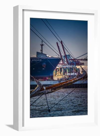 Germany, Hamburg, Elbe, Harbour, St. Pauli, Fish Market, Container Terminal, Great Place-Ingo Boelter-Framed Photographic Print