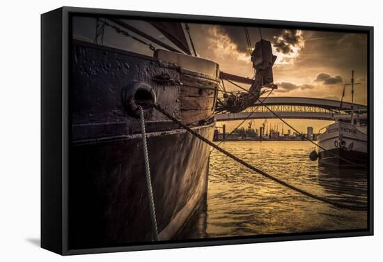 Germany, Hamburg, Harbour, Yach+F2406:F2411Ailing Ship-Ingo Boelter-Framed Stretched Canvas