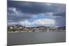 Germany, Hamburg, Rain Clouds over the Bank of the River Elbe in Hamburg-Blankenese-Uwe Steffens-Mounted Photographic Print