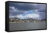 Germany, Hamburg, Rain Clouds over the Bank of the River Elbe in Hamburg-Blankenese-Uwe Steffens-Framed Stretched Canvas