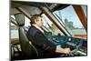 Germany, Hamburg, River Elbe, Harbour, Captain, Ferry, Harbour Ferry-Ingo Boelter-Mounted Photographic Print