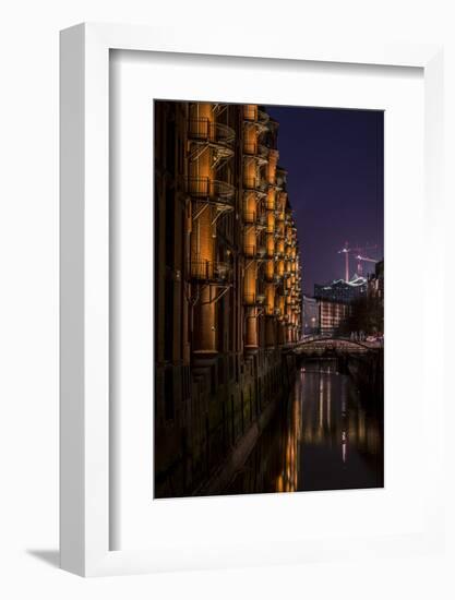 Germany, Hamburg, Speicherstadt (Warehouse District), Elbphilharmonie, Night, Night Shot-Ingo Boelter-Framed Photographic Print