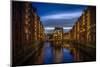 Germany, Hamburg, Speicherstadt (Warehouse District), Moated Castle, Night, Night Shot-Ingo Boelter-Mounted Photographic Print