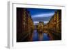 Germany, Hamburg, Speicherstadt (Warehouse District), Moated Castle, Night, Night Shot-Ingo Boelter-Framed Photographic Print