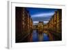 Germany, Hamburg, Speicherstadt (Warehouse District), Moated Castle, Night, Night Shot-Ingo Boelter-Framed Photographic Print