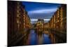 Germany, Hamburg, Speicherstadt (Warehouse District), Moated Castle, Night, Night Shot-Ingo Boelter-Mounted Photographic Print