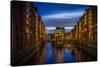 Germany, Hamburg, Speicherstadt (Warehouse District), Moated Castle, Night, Night Shot-Ingo Boelter-Stretched Canvas