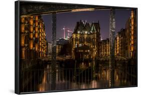 Germany, Hamburg, Speicherstadt (Warehouse District), Moated Castle, Night, Night Shot-Ingo Boelter-Framed Photographic Print