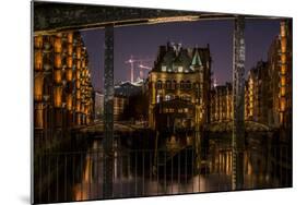Germany, Hamburg, Speicherstadt (Warehouse District), Moated Castle, Night, Night Shot-Ingo Boelter-Mounted Photographic Print