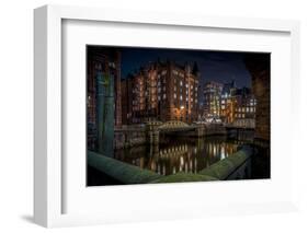 Germany, Hamburg, Speicherstadt (Warehouse District), Pickhuben, Night, Night Shot-Ingo Boelter-Framed Photographic Print