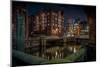 Germany, Hamburg, Speicherstadt (Warehouse District), Pickhuben, Night, Night Shot-Ingo Boelter-Mounted Photographic Print