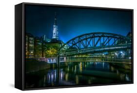 Germany, Hamburg, Speicherstadt (Warehouse District), Zollkanal, Church-Ingo Boelter-Framed Stretched Canvas