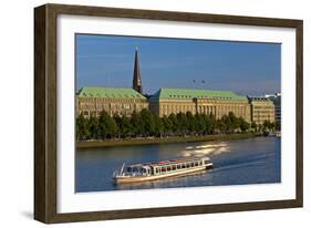 Germany, Hamburg, the Inner Alster with Excursion Boat and Hapag-Lloyd Shipping Company-Chris Seba-Framed Photographic Print