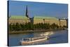 Germany, Hamburg, the Inner Alster with Excursion Boat and Hapag-Lloyd Shipping Company-Chris Seba-Stretched Canvas