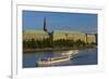 Germany, Hamburg, the Inner Alster with Excursion Boat and Hapag-Lloyd Shipping Company-Chris Seba-Framed Photographic Print