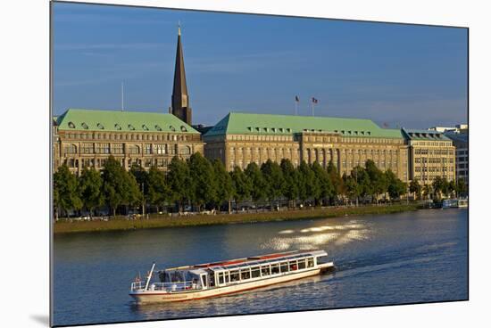 Germany, Hamburg, the Inner Alster with Excursion Boat and Hapag-Lloyd Shipping Company-Chris Seba-Mounted Photographic Print