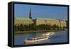 Germany, Hamburg, the Inner Alster with Excursion Boat and Hapag-Lloyd Shipping Company-Chris Seba-Framed Stretched Canvas