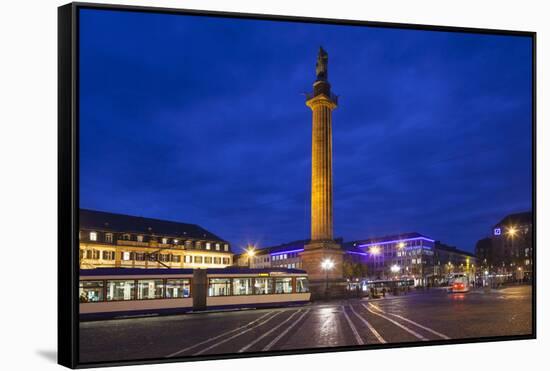 Germany, Hesse, Darmstadt, Marktplatz Square at .Dawn-Walter Bibikow-Framed Stretched Canvas