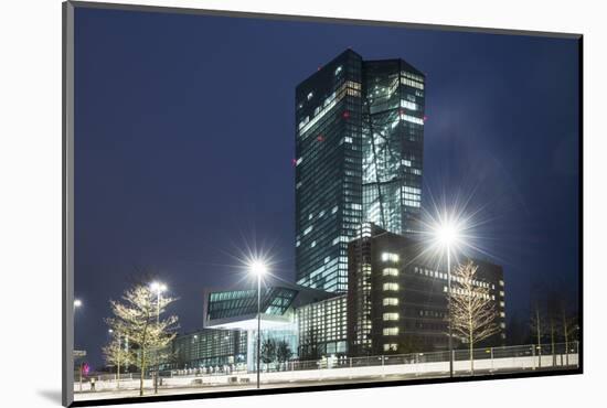 Germany, Hesse, Frankfurt Am Main, European Central Bank at Dusk-Bernd Wittelsbach-Mounted Photographic Print