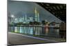 Germany, Hesse, Frankfurt Am Main, Financial District, Skyline with Iron Footbridge at Dusk-Bernd Wittelsbach-Mounted Photographic Print