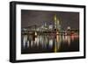 Germany, Hesse, Frankfurt Am Main, Financial District, Skyline with Iron Footbridge at Dusk-Bernd Wittelsbach-Framed Photographic Print