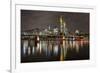 Germany, Hesse, Frankfurt Am Main, Financial District, Skyline with Iron Footbridge at Dusk-Bernd Wittelsbach-Framed Photographic Print