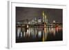 Germany, Hesse, Frankfurt Am Main, Financial District, Skyline with Iron Footbridge at Dusk-Bernd Wittelsbach-Framed Photographic Print