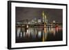 Germany, Hesse, Frankfurt Am Main, Financial District, Skyline with Iron Footbridge at Dusk-Bernd Wittelsbach-Framed Photographic Print