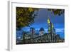 Germany, Hesse, Frankfurt Am Main, Financial District, Skyline with Iron Footbridge at Dusk-Bernd Wittelsbach-Framed Photographic Print