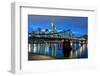 Germany, Hesse, Frankfurt Am Main, Financial District, Skyline with Iron Footbridge at Dusk-Bernd Wittelsbach-Framed Photographic Print