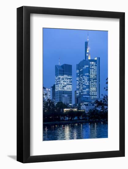 Germany, Hesse, Frankfurt Am Main, Taunus Tower and Commerzbank at Dusk-Bernd Wittelsbach-Framed Photographic Print