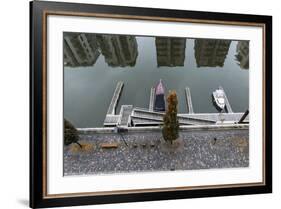 Germany, Hesse, Frankfurt Am Main, View to West Harbour with Reflection of Residential Buildings-Bernd Wittelsbach-Framed Photographic Print