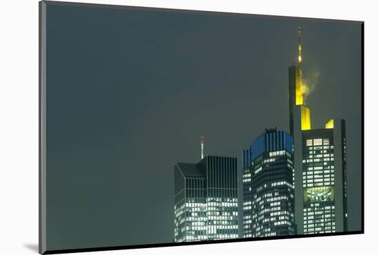 Germany, Hesse, Frankfurt, Commerzbank, Taunusturm and Euro Tower at Dusk-Bernd Wittelsbach-Mounted Photographic Print