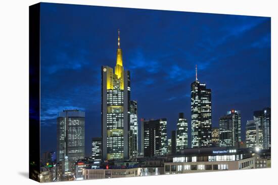 Germany, Hesse, Frankfurt on the Main, Financial District at Dusk-Bernd Wittelsbach-Stretched Canvas