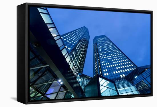 Germany, Hesse, Frankfurt on the Main, Green Towers of the Deutsche Bank-Bernd Wittelsbach-Framed Stretched Canvas