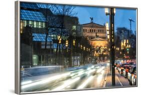 Germany, Hesse, Frankfurt on the Main, Old Opera, Taunusanlage with Evening Rush Hour at Dusk-Bernd Wittelsbach-Framed Photographic Print