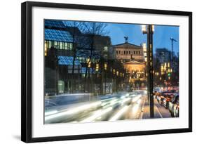 Germany, Hesse, Frankfurt on the Main, Old Opera, Taunusanlage with Evening Rush Hour at Dusk-Bernd Wittelsbach-Framed Photographic Print