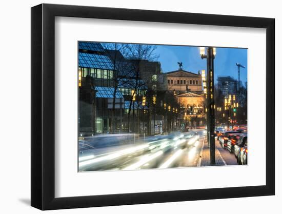 Germany, Hesse, Frankfurt on the Main, Old Opera, Taunusanlage with Evening Rush Hour at Dusk-Bernd Wittelsbach-Framed Photographic Print